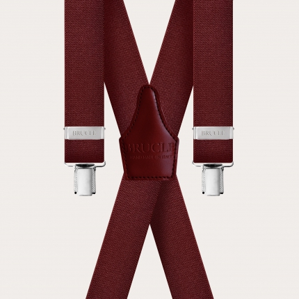 Elegante Hosenträger in X-Form, nickelfrei, weinrot