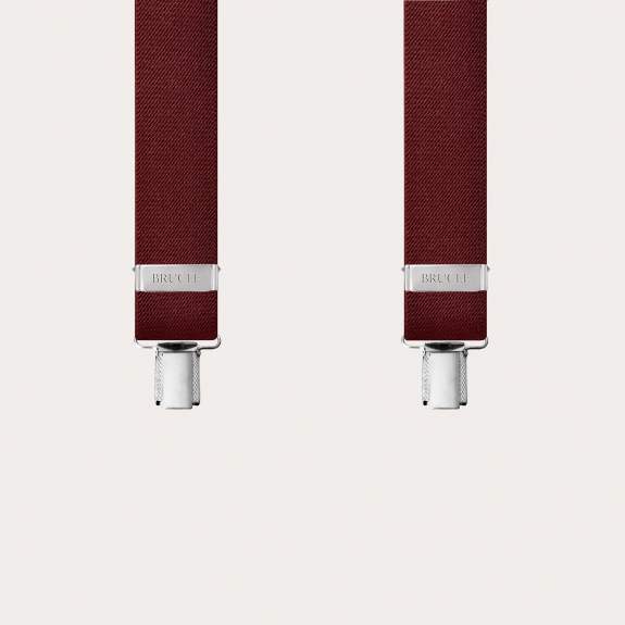BRUCLE Elegant X-shaped nickel free suspenders, burgundy