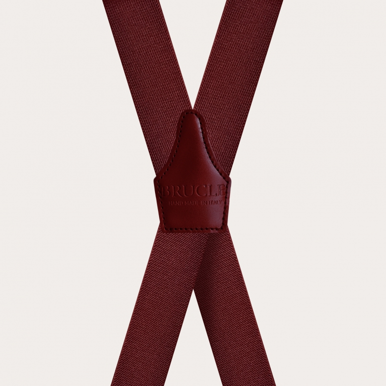 Elegant X-shaped nickel free suspenders, burgundy