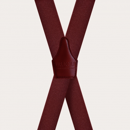 Elegante Hosenträger in X-Form, nickelfrei, weinrot
