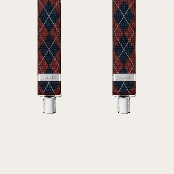 Hosenträger check Tartan blau rot