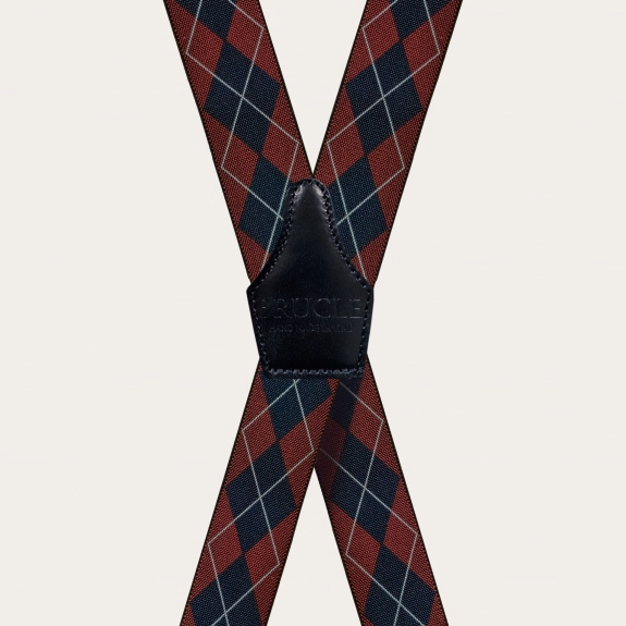 Hosenträger check Tartan blau rot