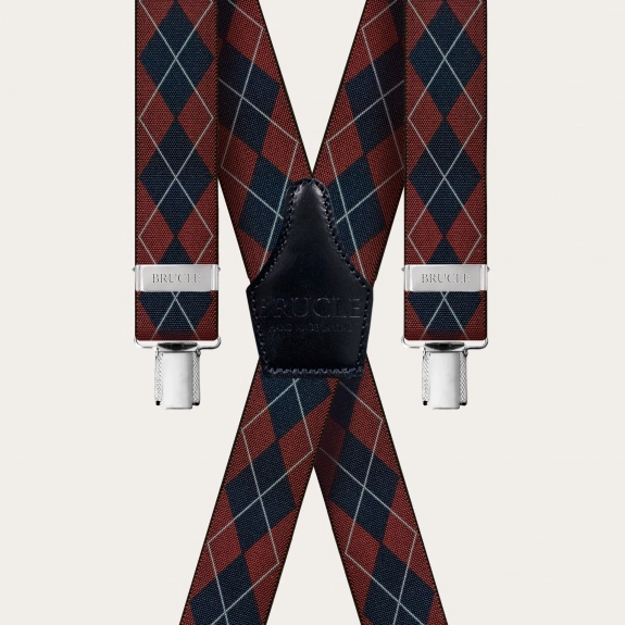 Hosenträger check Tartan blau rot