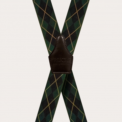 Braces suspenders tartan green