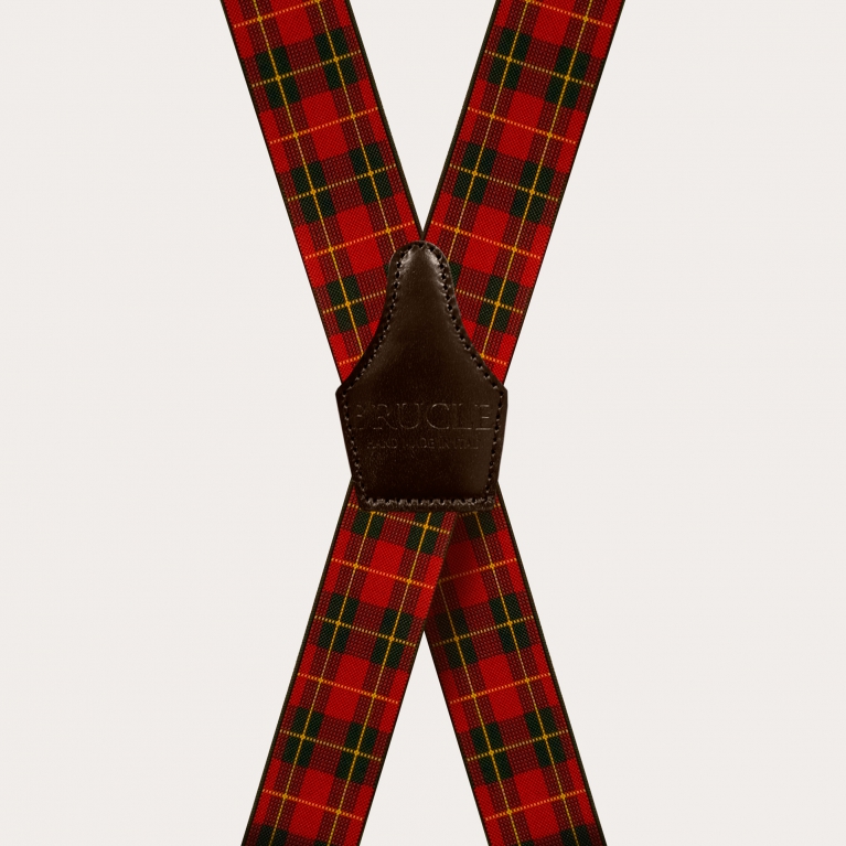 Bretelles larges tartans rouge