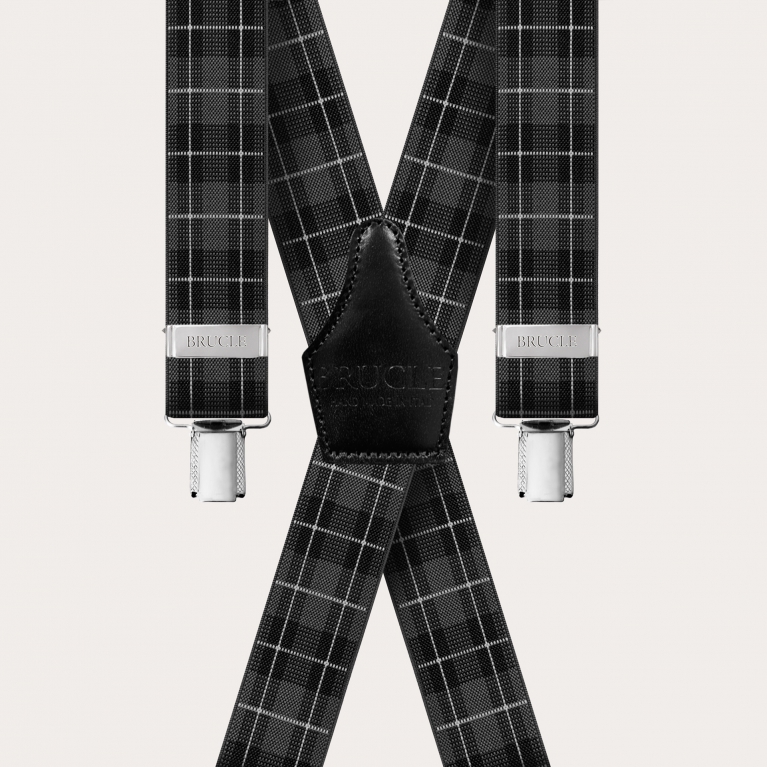 Hosenträger check Tartan grau