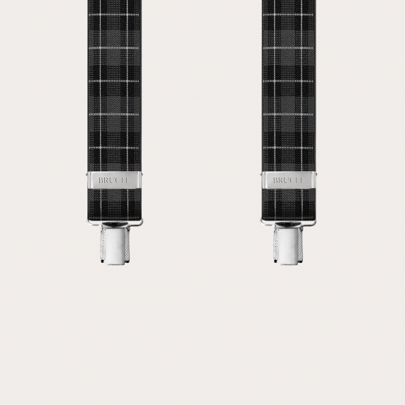 Hosenträger herren check Tartan grau