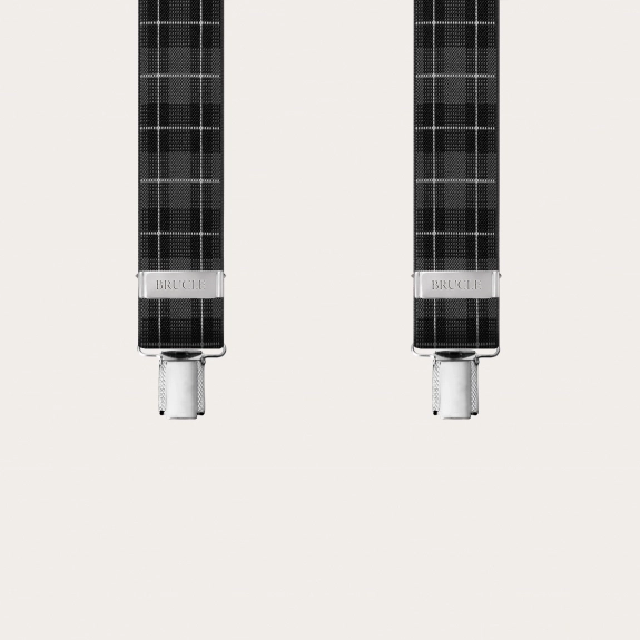 Hosenträger herren check Tartan grau