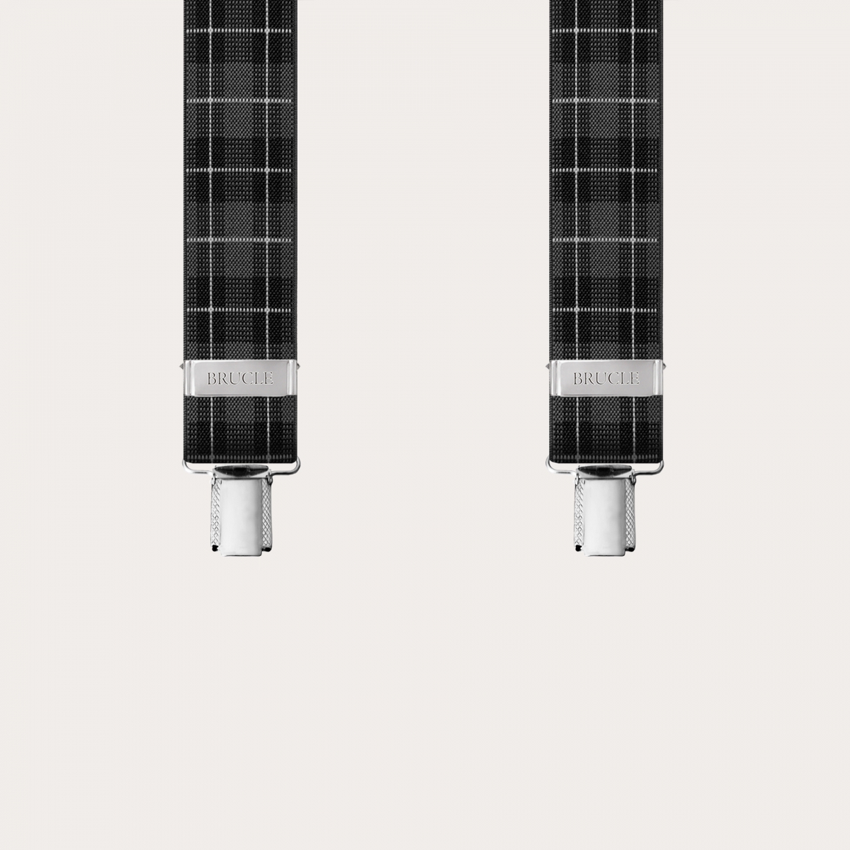 Hosenträger herren check Tartan grau