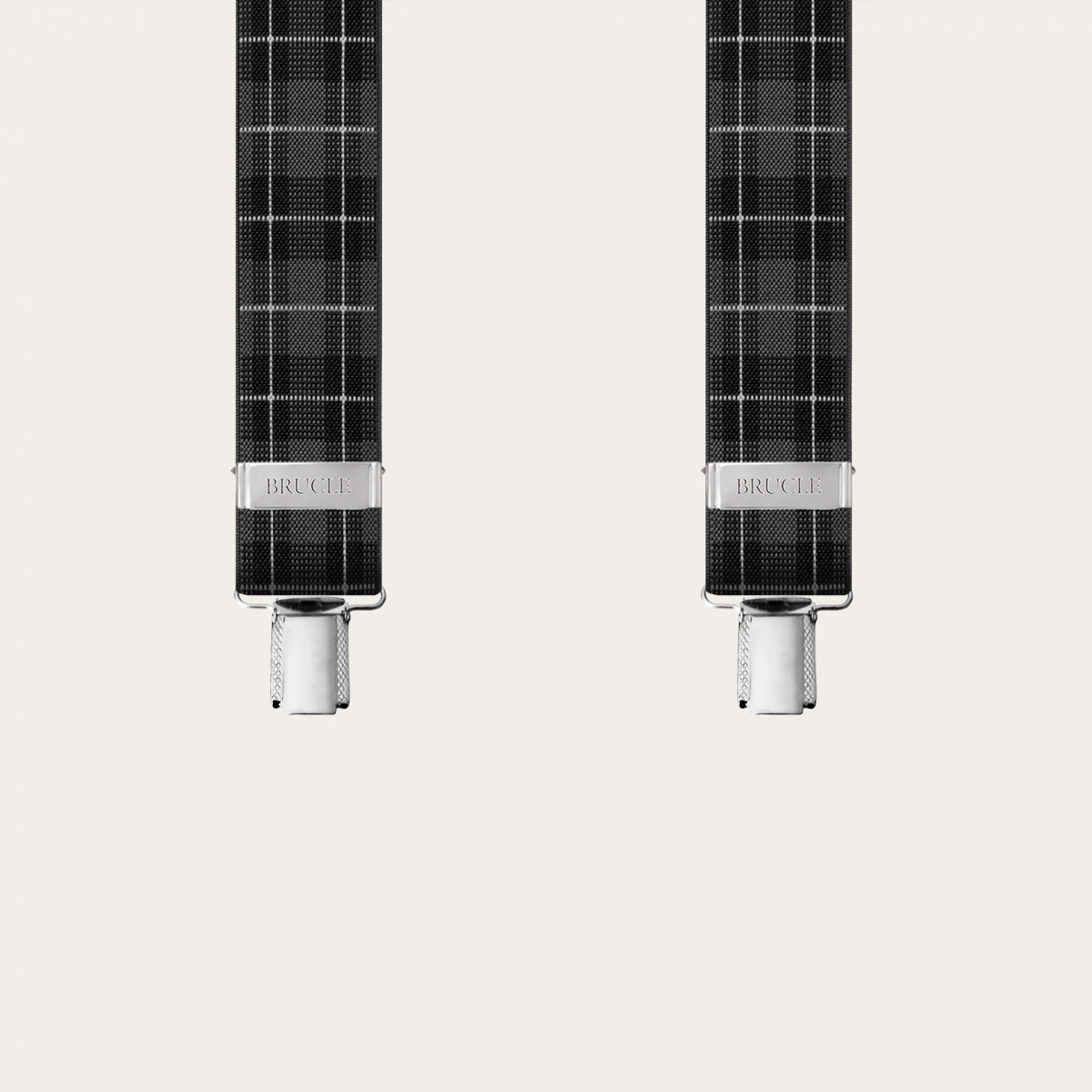 Hosenträger herren check Tartan grau