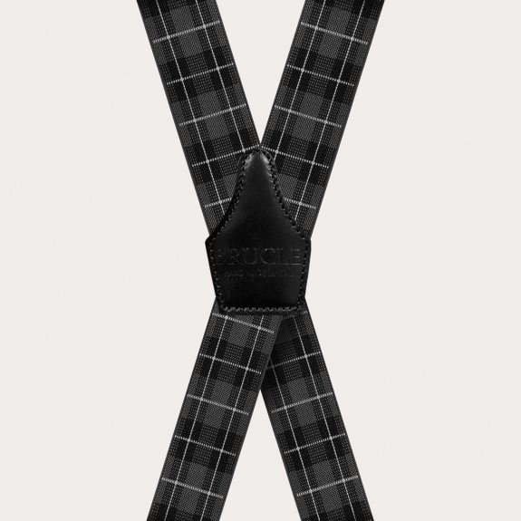 Hosenträger herren check Tartan grau