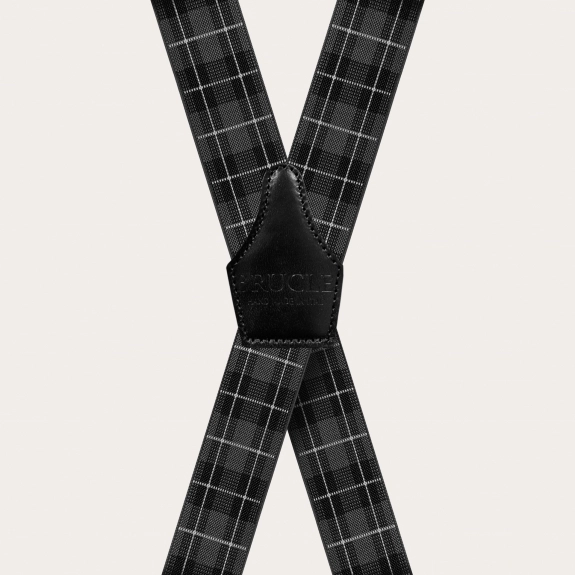 Hosenträger herren check Tartan grau