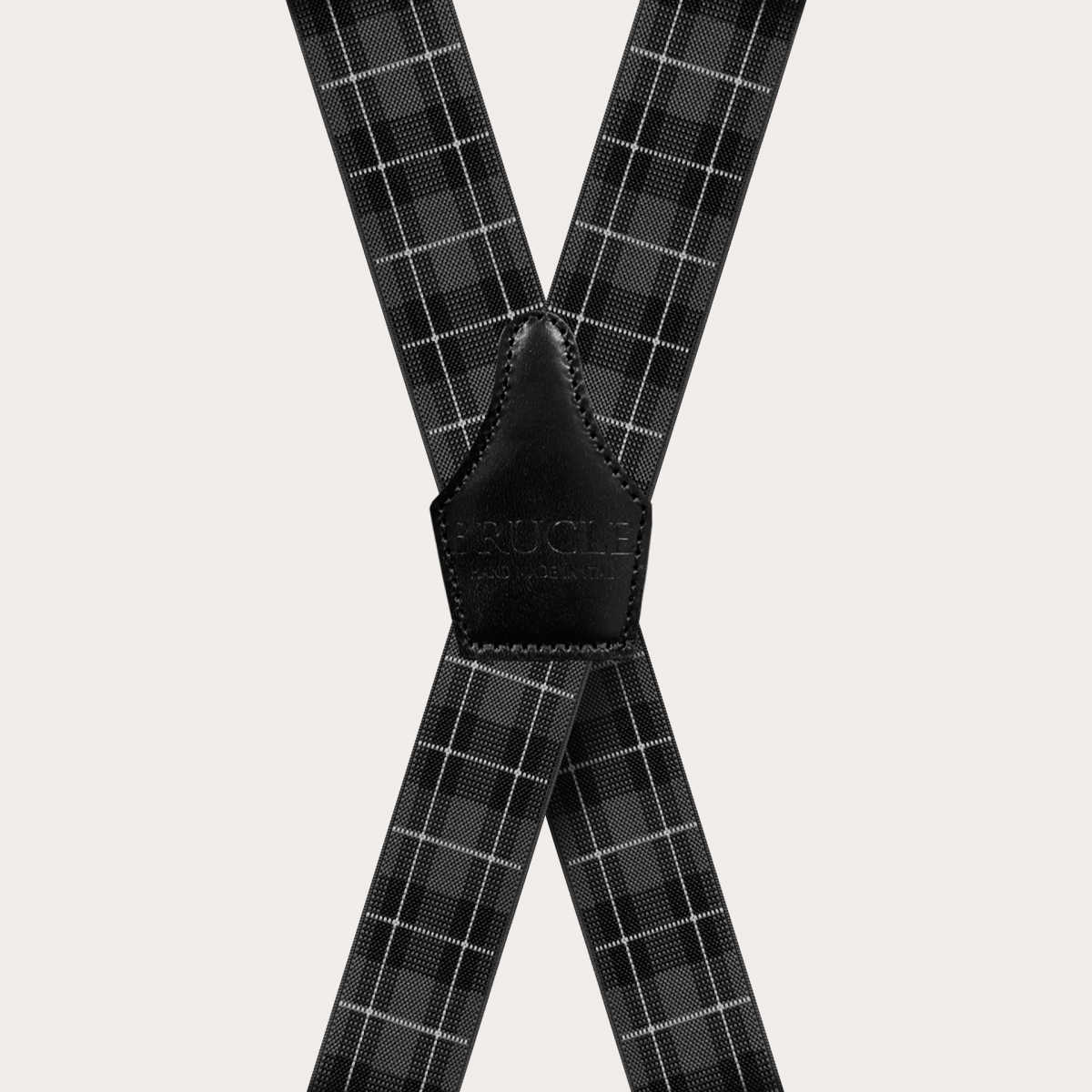 Hosenträger herren check Tartan grau