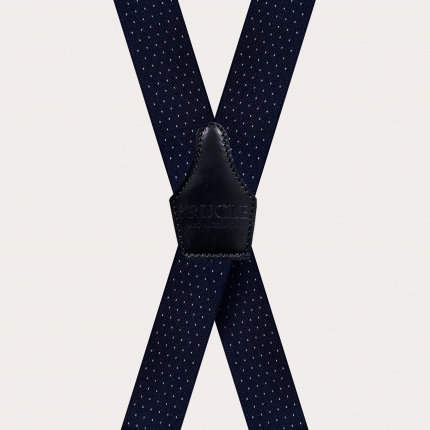 Elastische Hosenträger in X-Form mit Clips, blau gepunktet