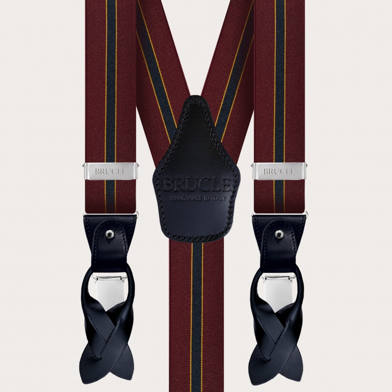 Elegant burgundy regimental suspenders