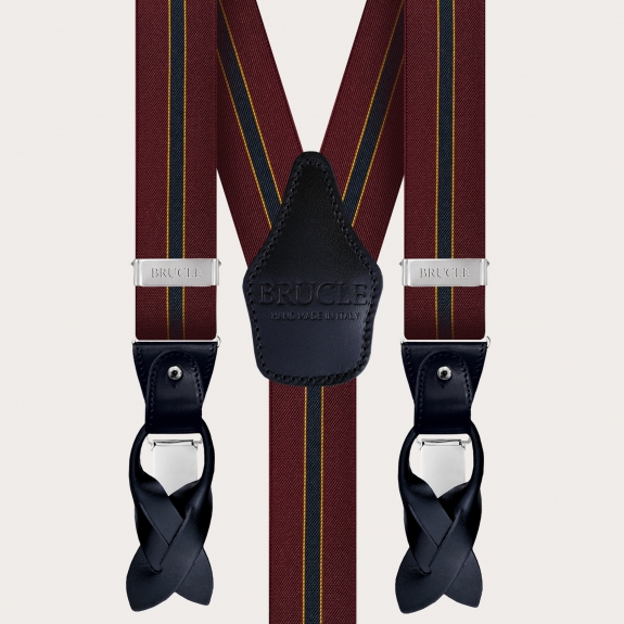 Braces suspenders regimental striped bordeaux