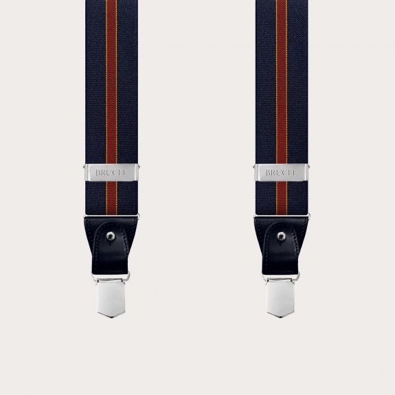 Braces suspenders regimental striped blue