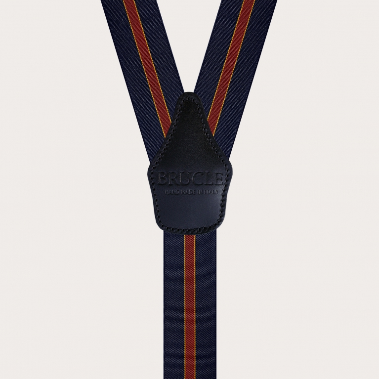 Elegant blue and burgundy regimental suspenders