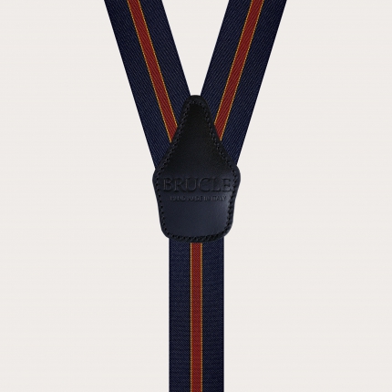 Elegant blue and burgundy regimental suspenders