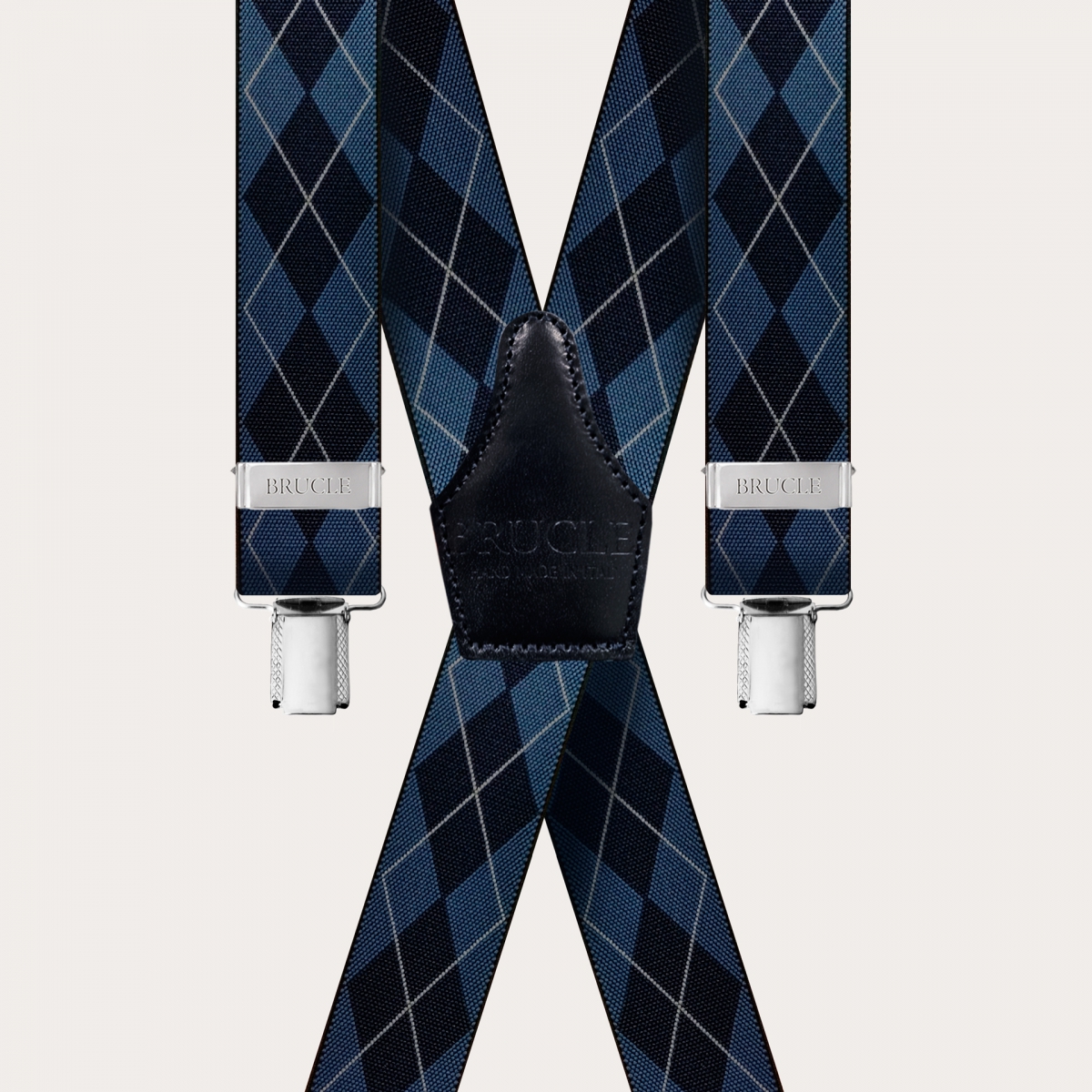 Braces suspenders unisex Tartan blue navy
