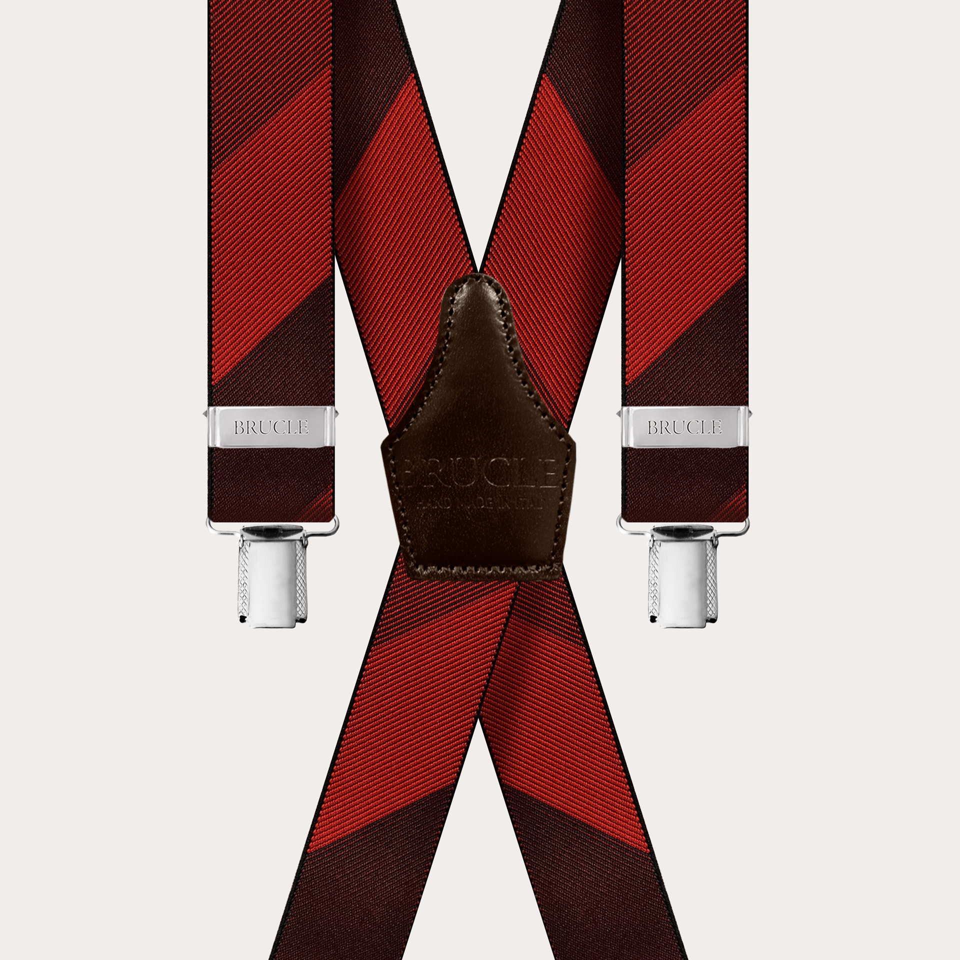 Bretelle elastiche con ganci a clip eleganti righe oblique rosse