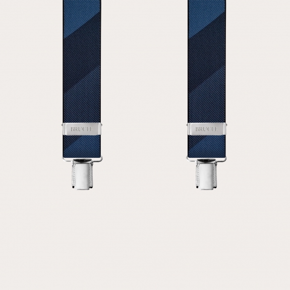 Bretelles larges avec 4 pinces bleu rayée