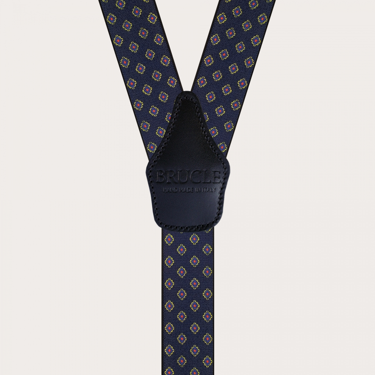 BRUCLE Elastische blaue Hosenträger für Herren mit geometrischem Muster