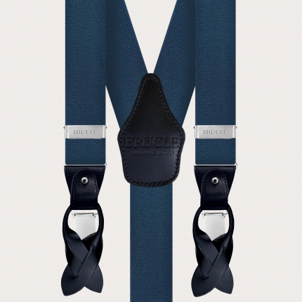 Y-shaped elastic air force blue suspenders