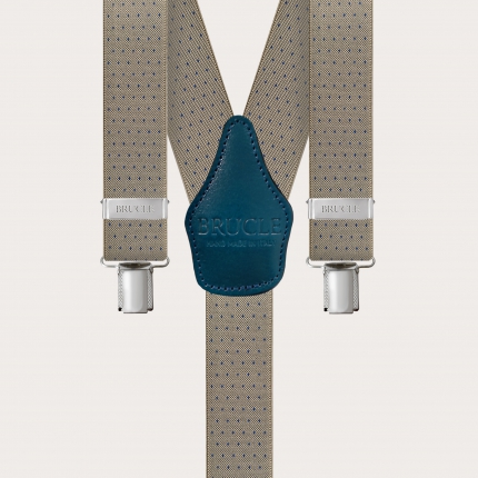 Tirantes beige unisex en forma de Y con estampado de puntos