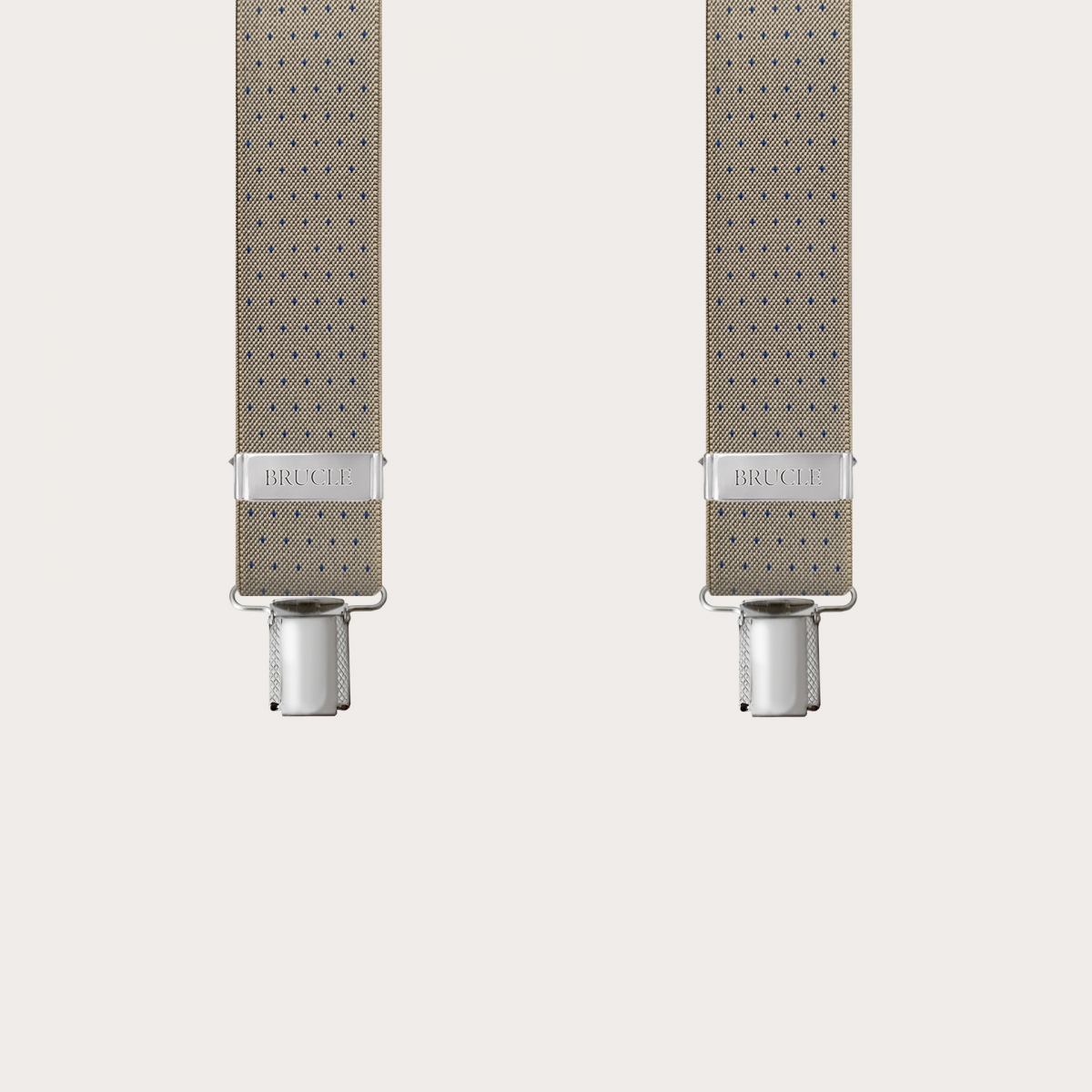 Bretelles larges à pois beige avec 3 clips