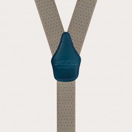 Tirantes beige unisex en forma de Y con estampado de puntos