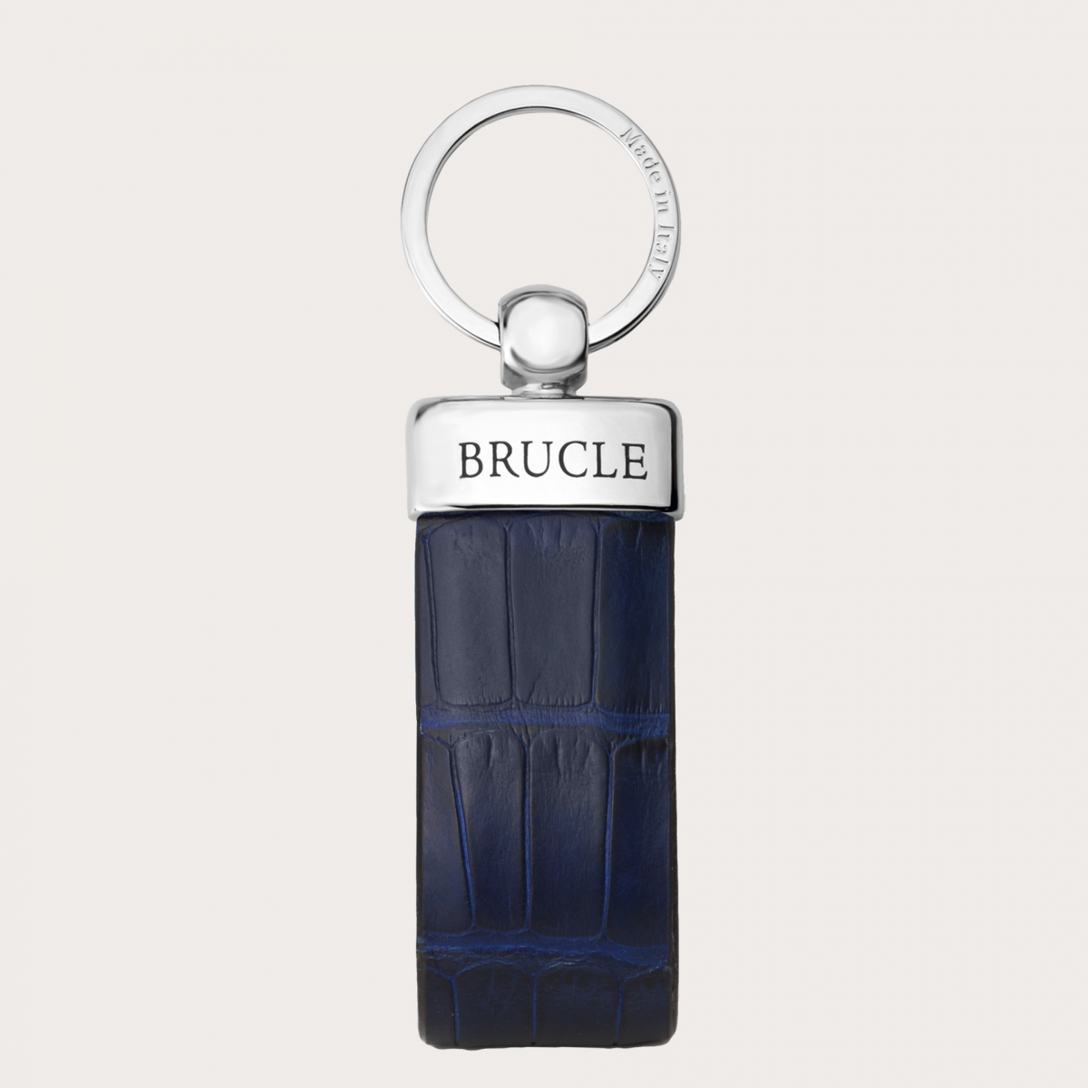 Porte-clés classique en alligator, bleu mat : un accessoire unique