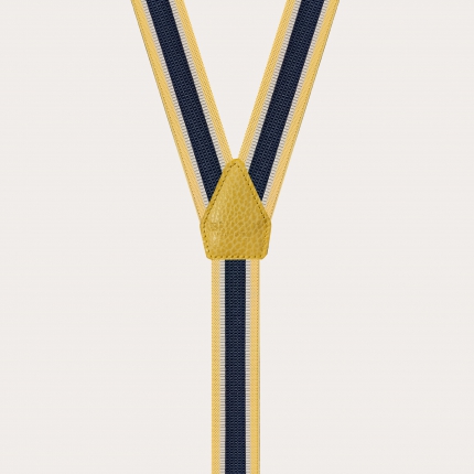 Y-shape suspenders with braid runners, yellow and black stripes