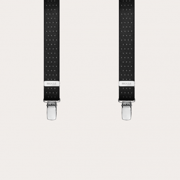 Black dots Skinny Elastic Suspenders 