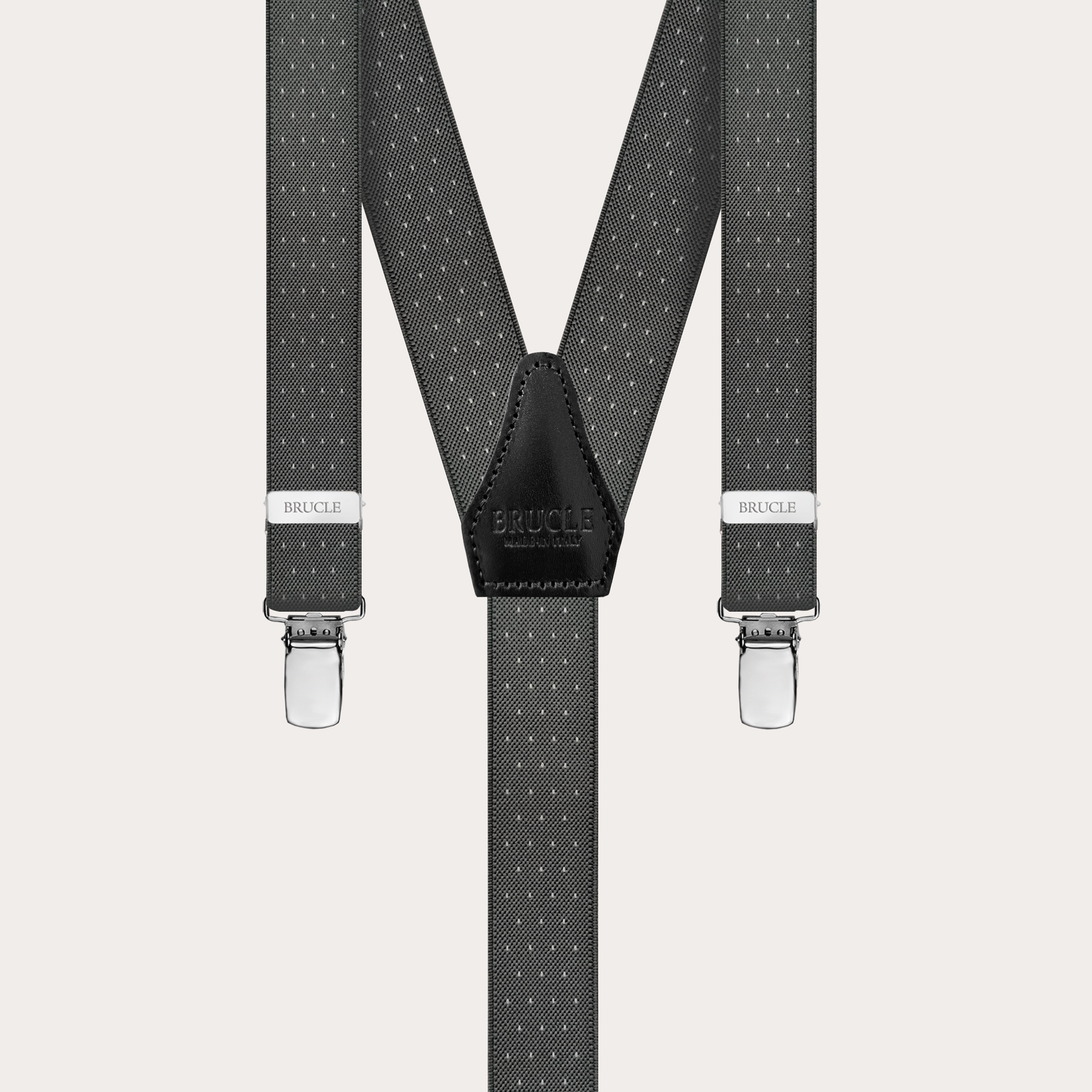 Clip-on Skinny Braces Elastic Y Suspenders dot grey