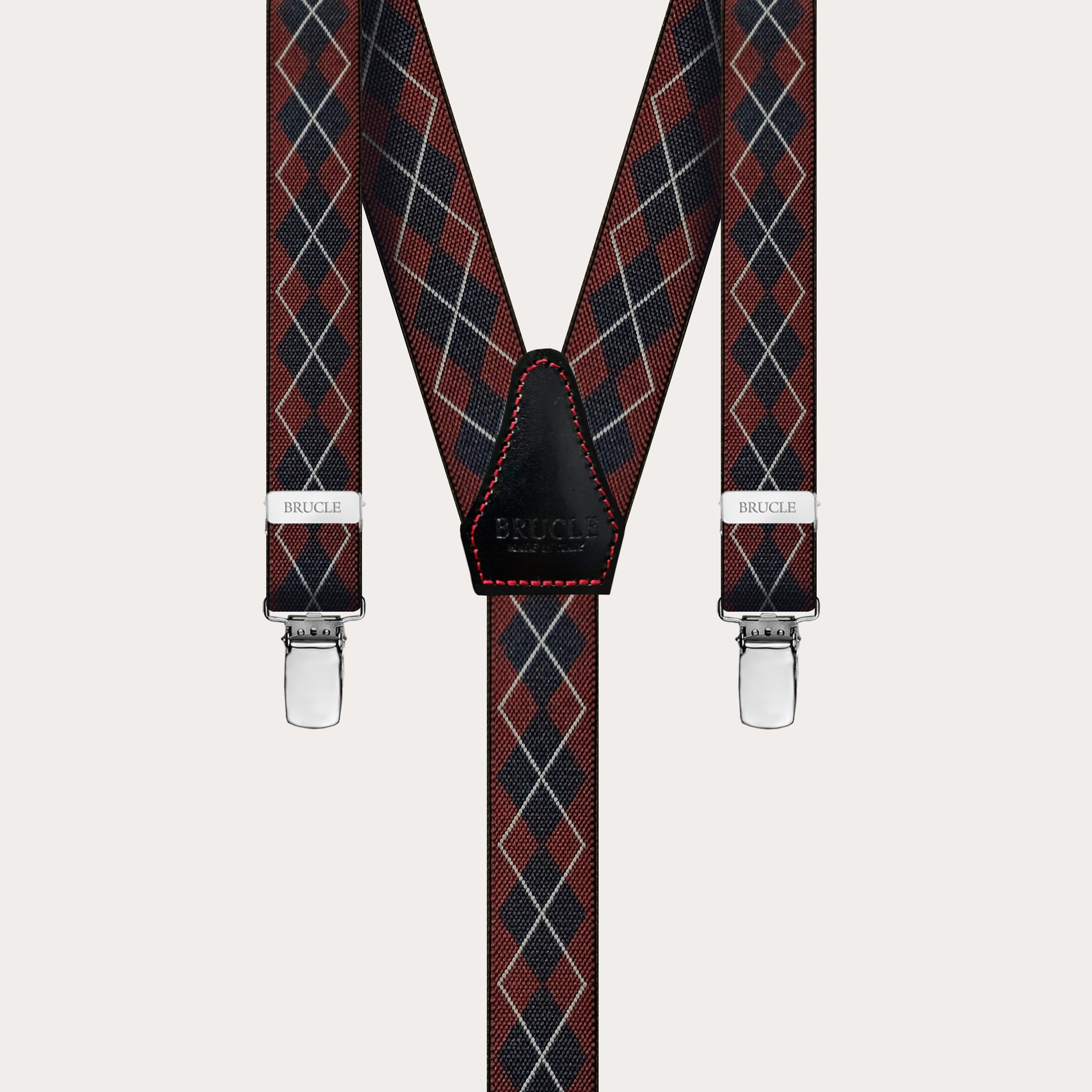 Bretelles fines tartans bleu bordeaux, forme Y