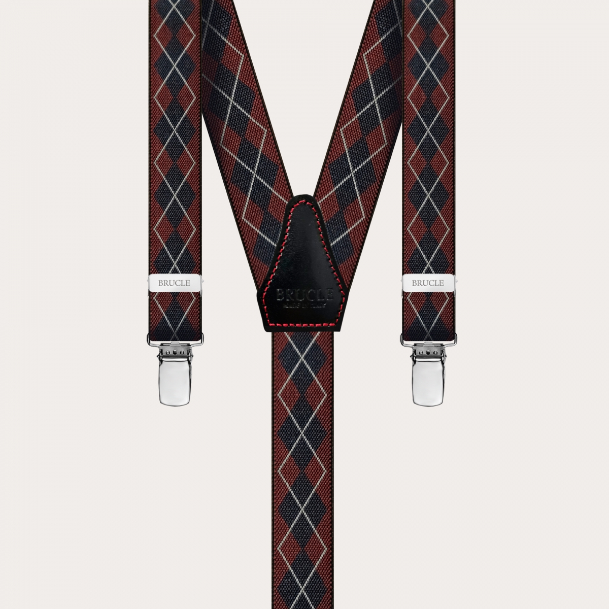 Bretelles fines tartans bleu bordeaux, forme Y