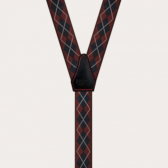 Bretelles fines tartans bleu bordeaux, forme Y