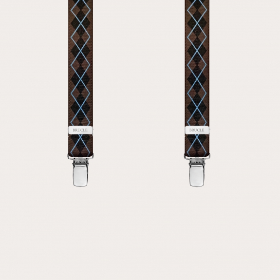 Bretelles fines tartans brun, forme Y