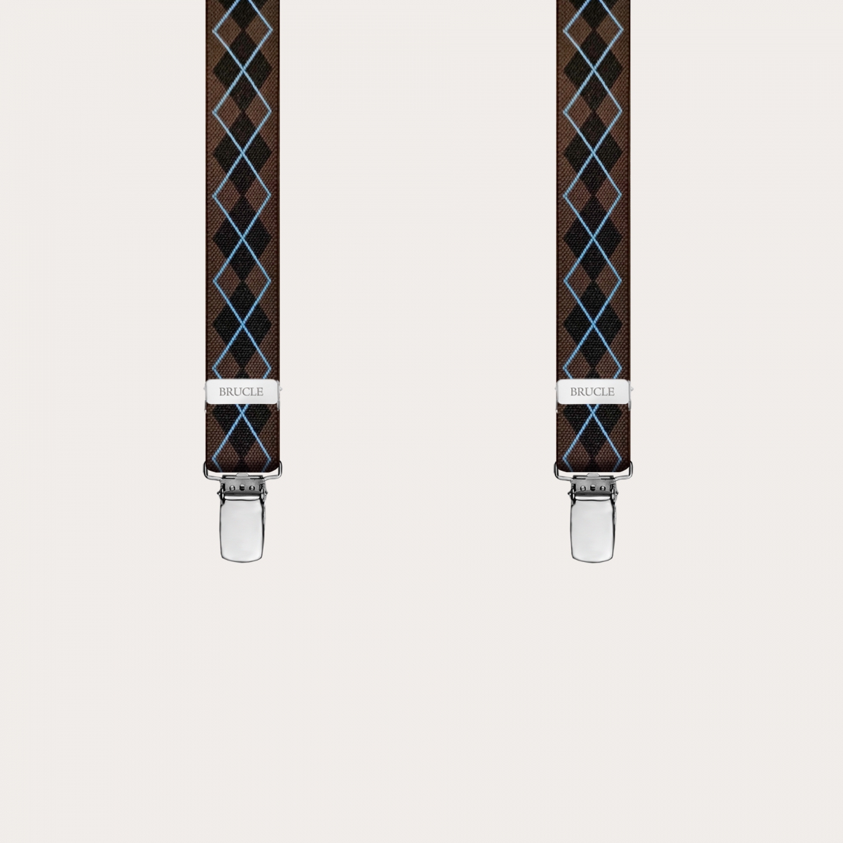 Bretelles fines tartans brun, forme Y