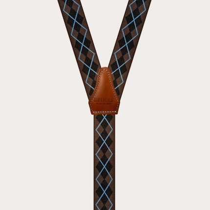 Bretelles fines tartans brun, forme Y