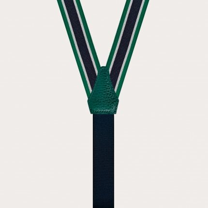 Bretelles fines unisex rayée vert, forme Y