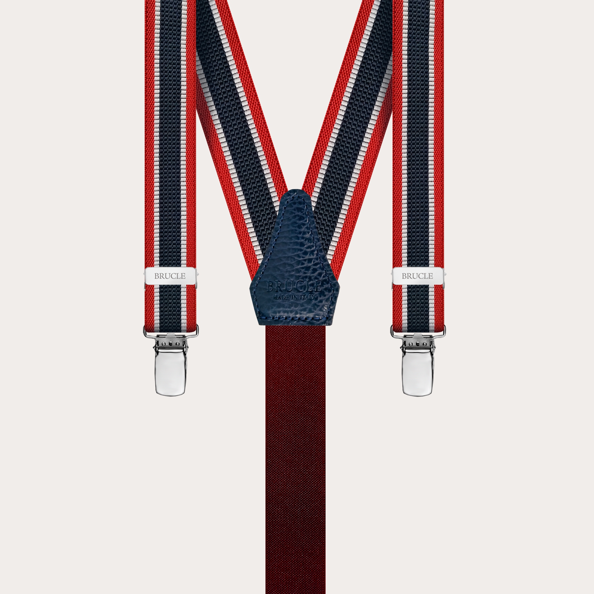 braces suspenders striped red blue