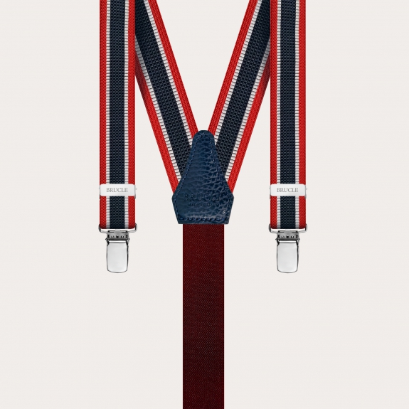 braces suspenders striped red blue