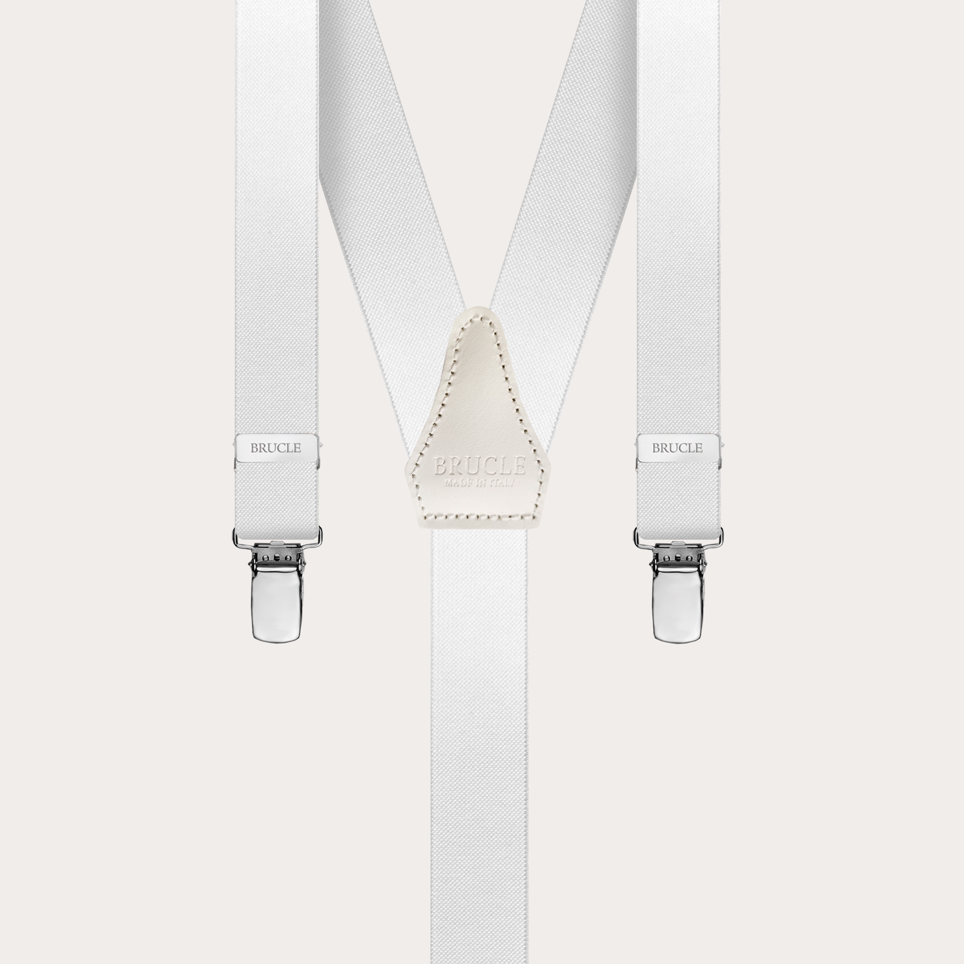Clip-on Braces Elastic Y Suspenders white