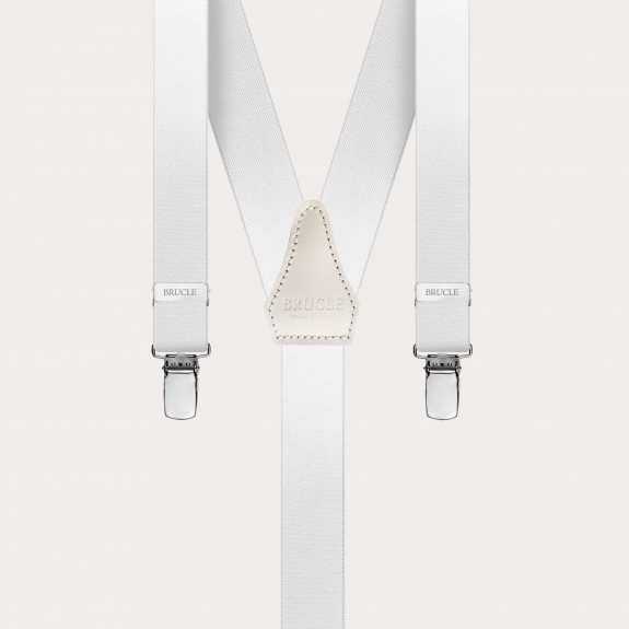 Clip-on Braces Elastic Y Suspenders white