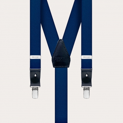 Y-shape elastic suspenders with clips, blue