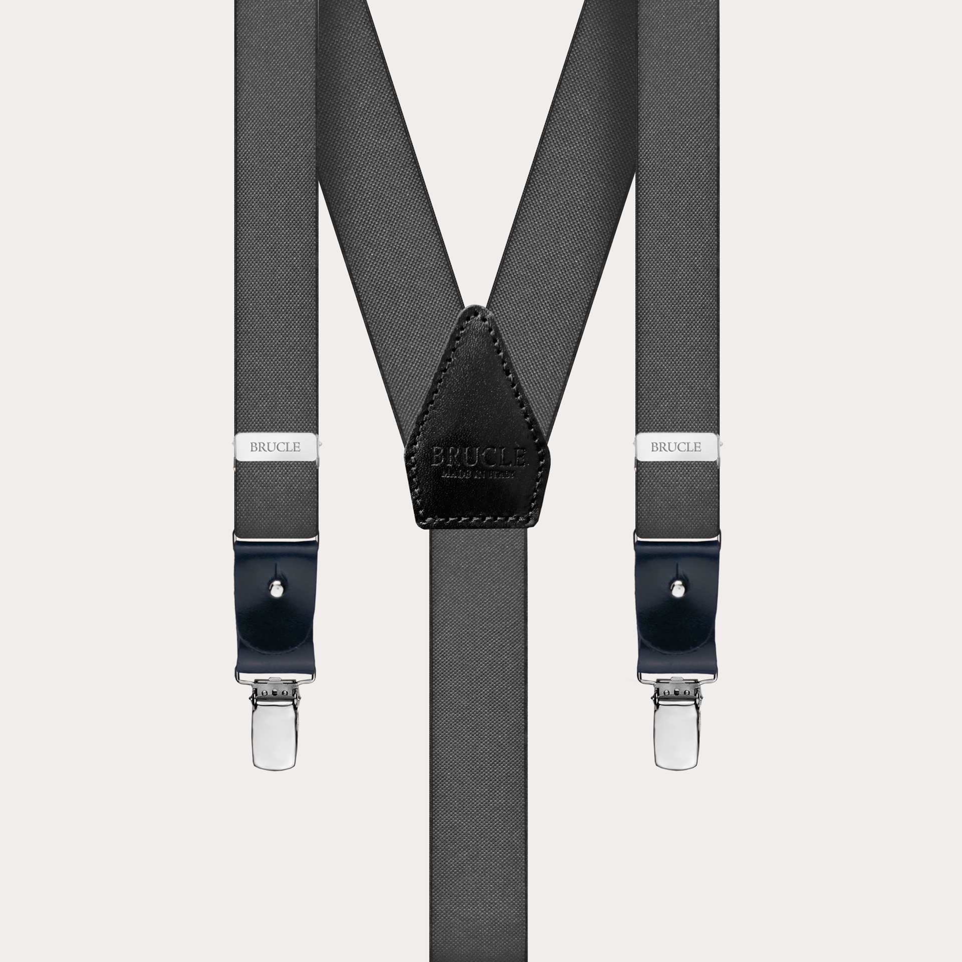 Clip-on Braces Elastic Y Suspenders grey