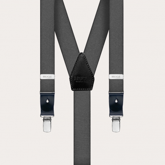 Clip-on Braces Elastic Y Suspenders grey