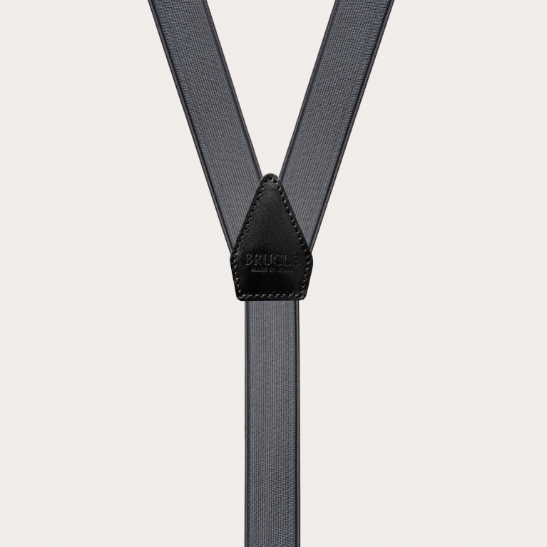 Bretelle in raso elastico grigio con baffi e clip